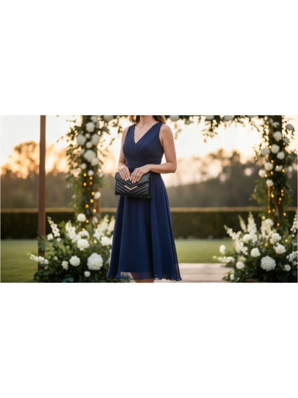Women Formal Vegan Leather Evening Envelope Clutch with Chain Strap - Picture 6 of 6
